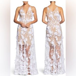 Dress the Population Sidney Deep V-neck 3D lace gown